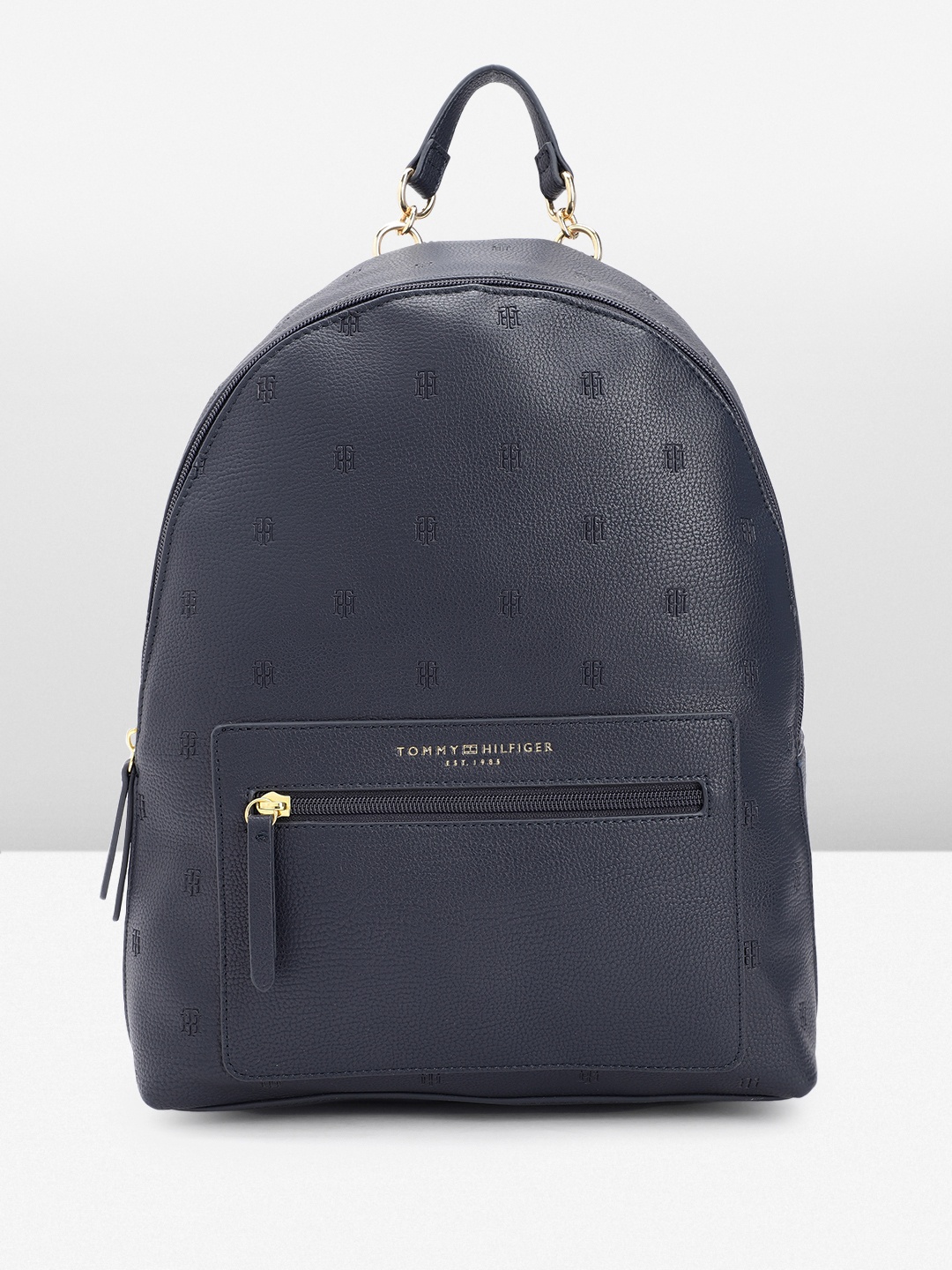 

Tommy Hilfiger Women Brand Logo Textured Small-Sized Backpack, Navy blue