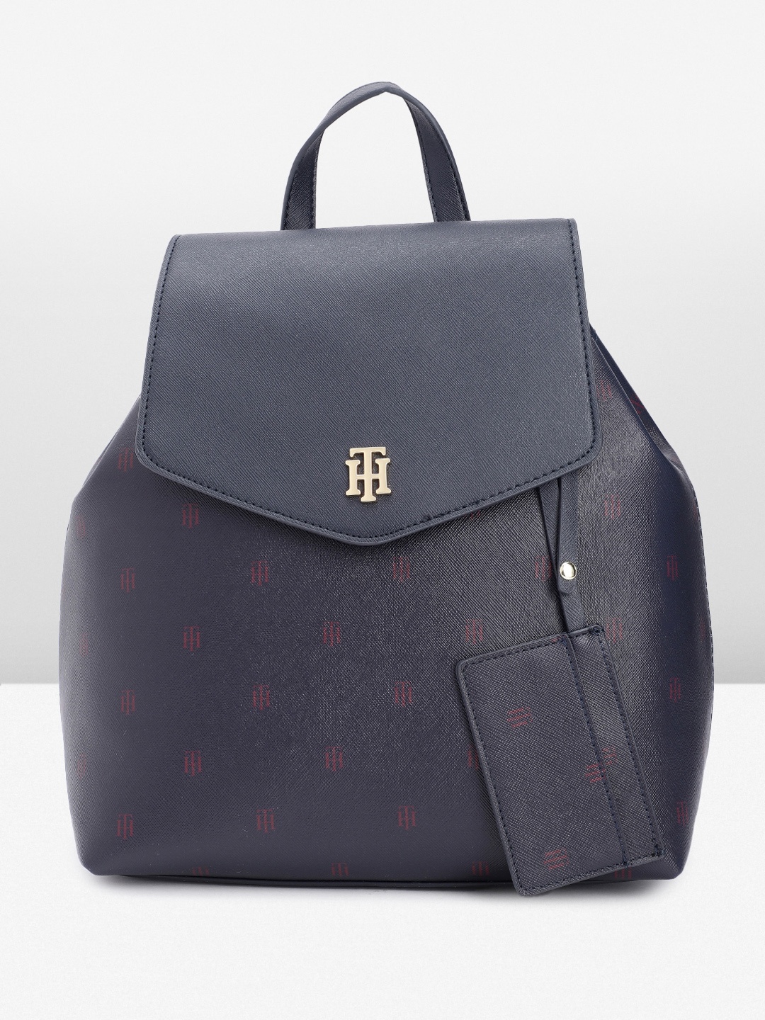 

Tommy Hilfiger Women Brand Logo Printed Backpack with Cardholder, Navy blue