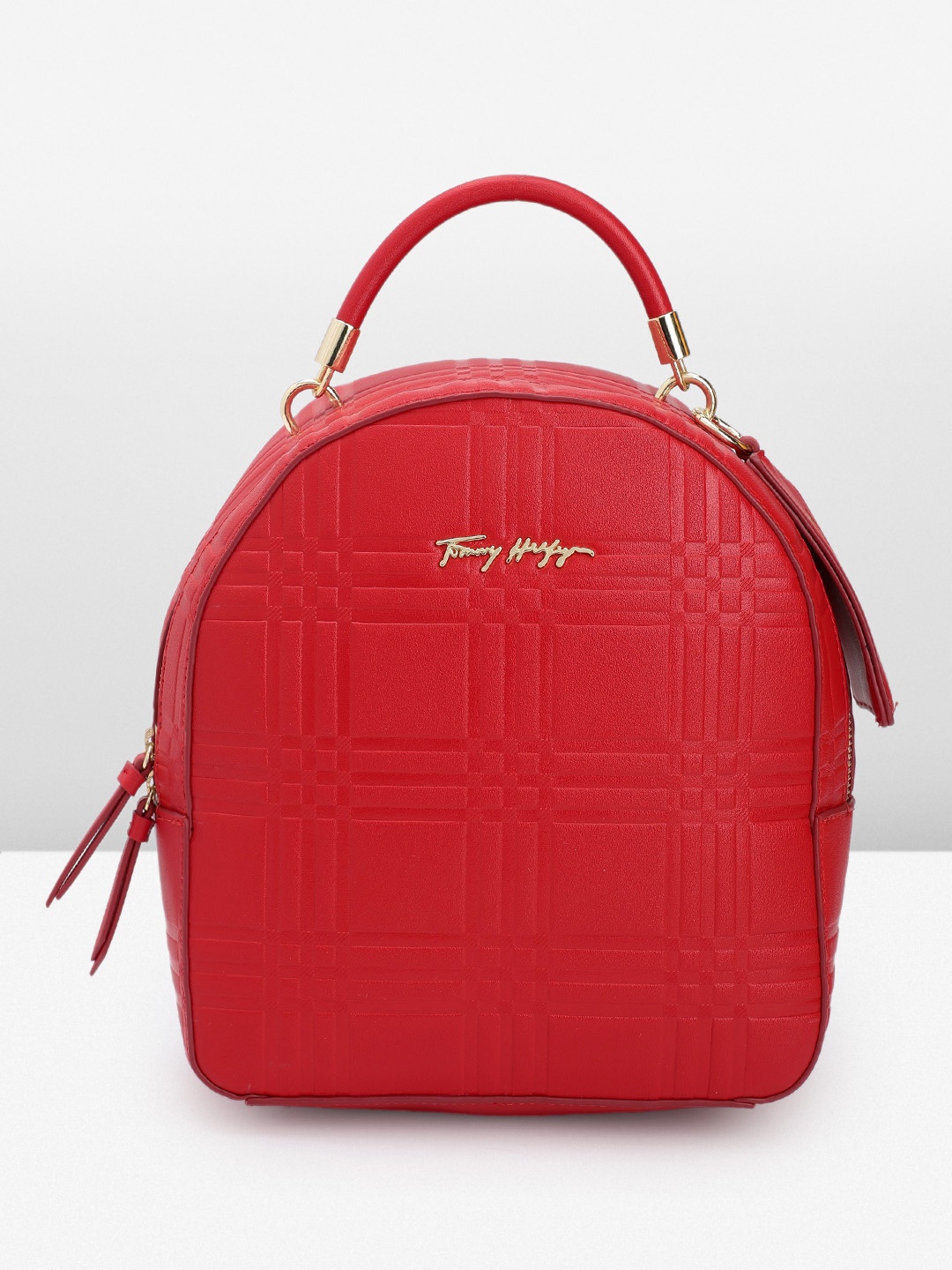 

Tommy Hilfiger Women Geometric Textured Mini Backpack, Red
