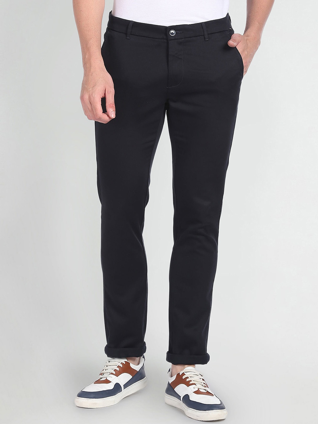 

Arrow Sport Skinny Fit Mid-Rise Cotton Chinos Trousers, Blue