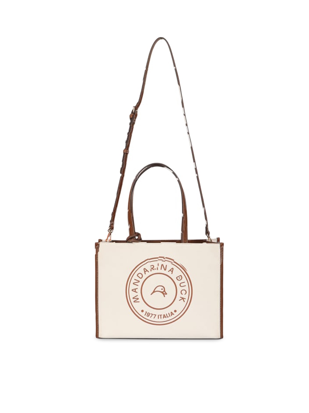 

MANDARINA DUCK Typography Printed Shopper Tote Bag With Pouch, Cream
