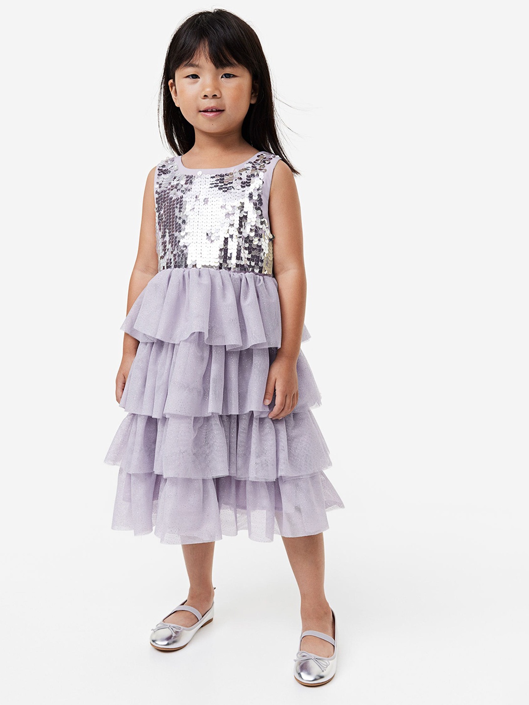 

H&M Girls Sequined Tulle Dress, Purple