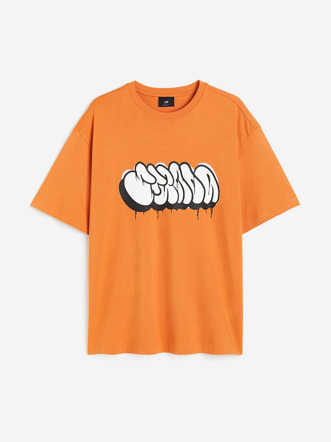 

H&M Pure Cotton Relaxed Fit Printed T-Shirt, Orange