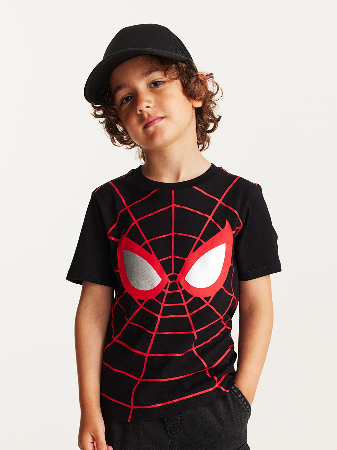 

H&M Boys Pure Cotton Interactive-Motif T-Shirt, Black