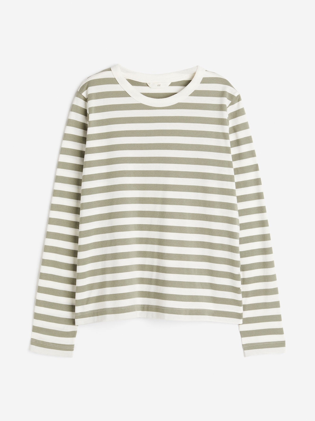 

H&M Striped Pure Cotton Top, Green