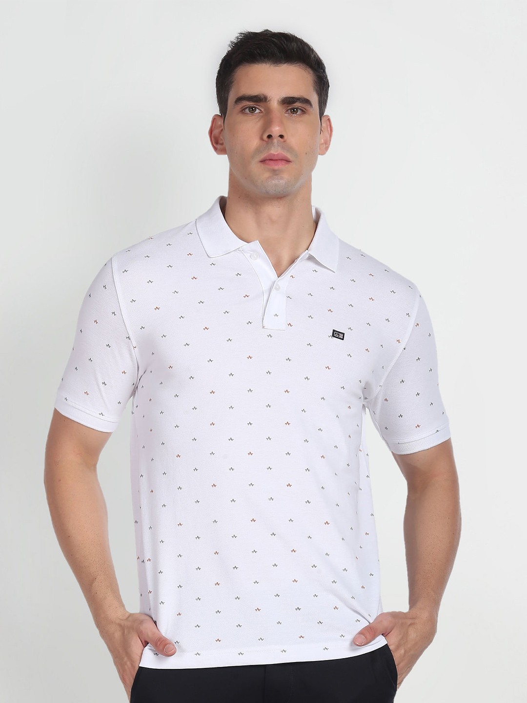 

Arrow Sport Brand Logo Printed Polo Collar Cotton T-shirt, White
