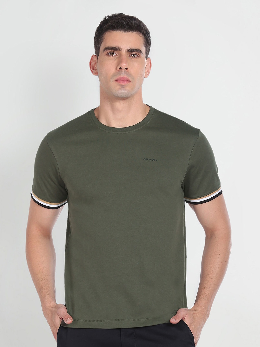 

Arrow Sport Round Neck Pure Cotton T-shirt, Green