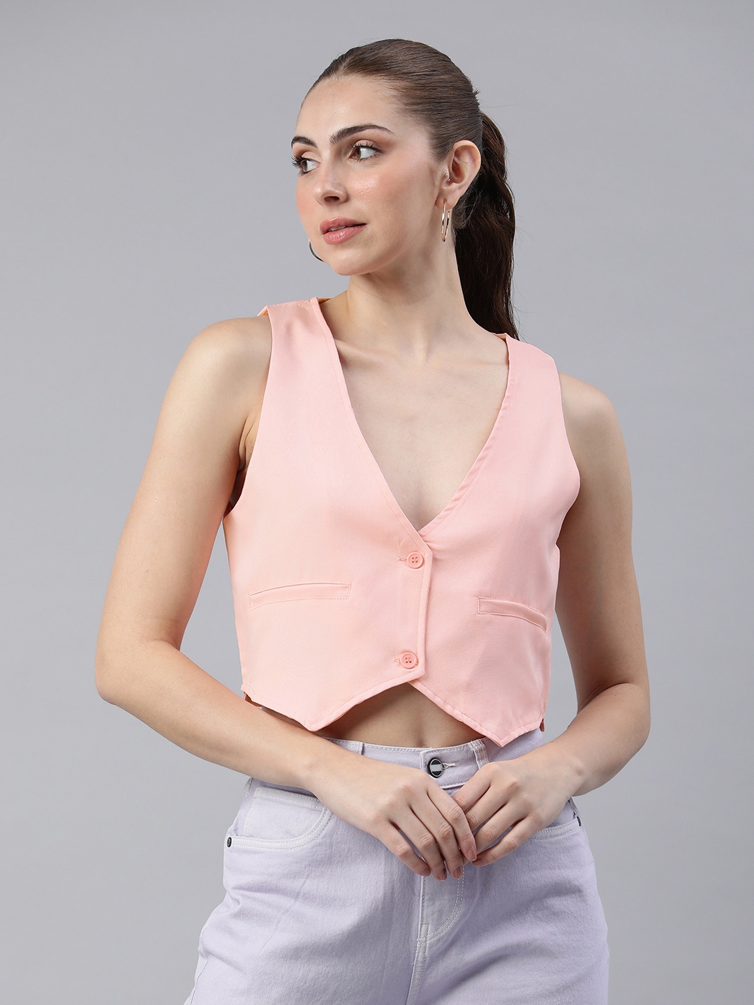 

London Rag Shirt Style Crop Top, Pink