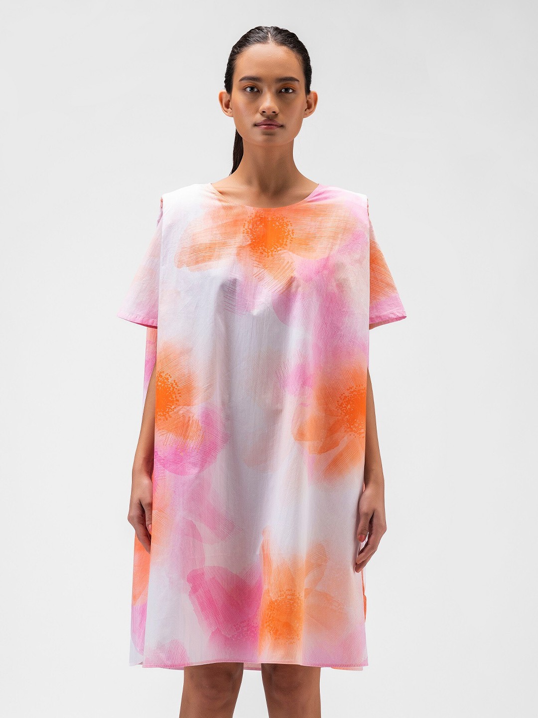 

GENES - Lecoanet Hemant Floral Printed Cotton A-Line Dress, White