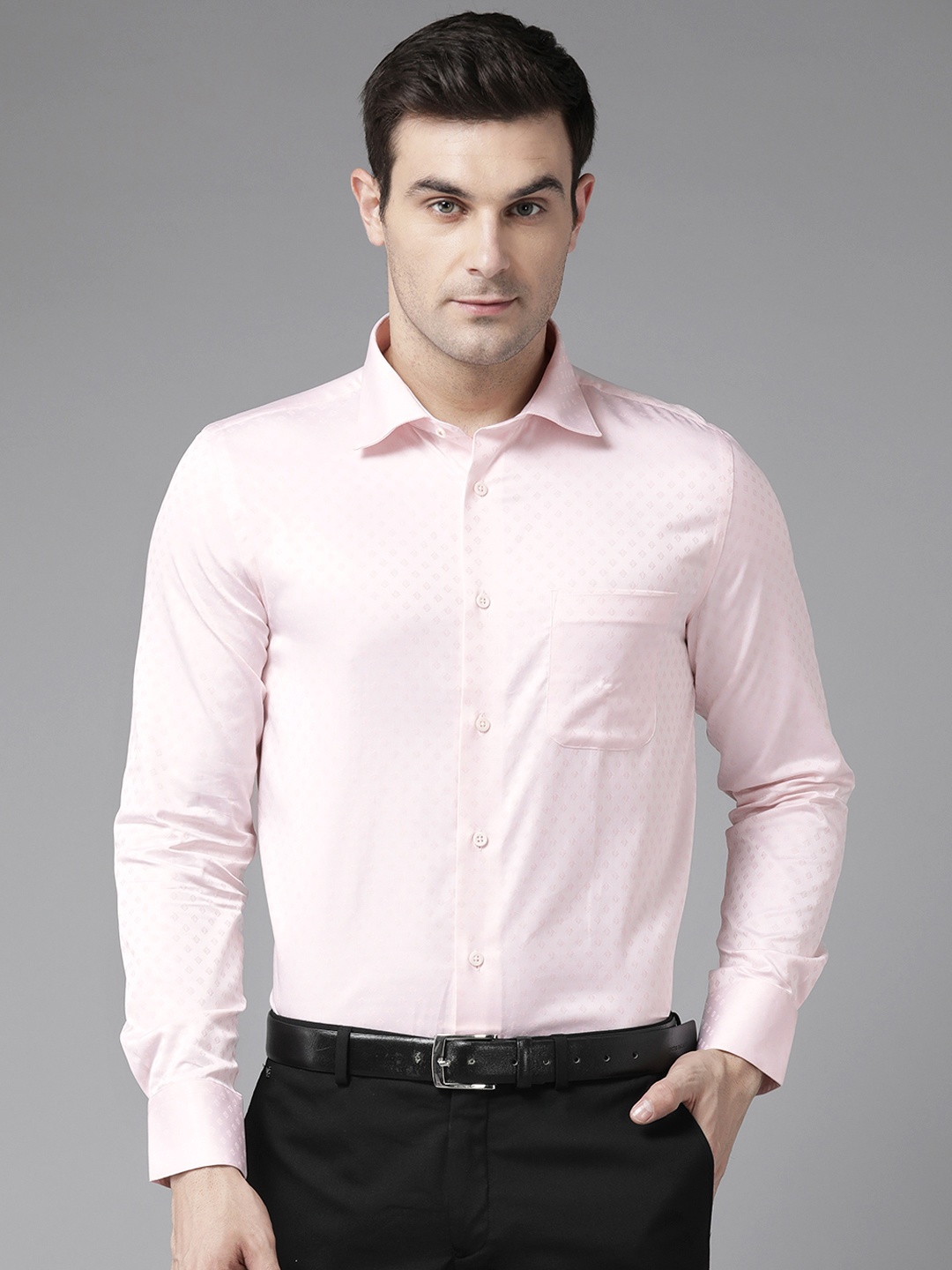 

Blackberrys Pure Cotton Woven Design Slim Fit Opaque Formal Shirt, Pink