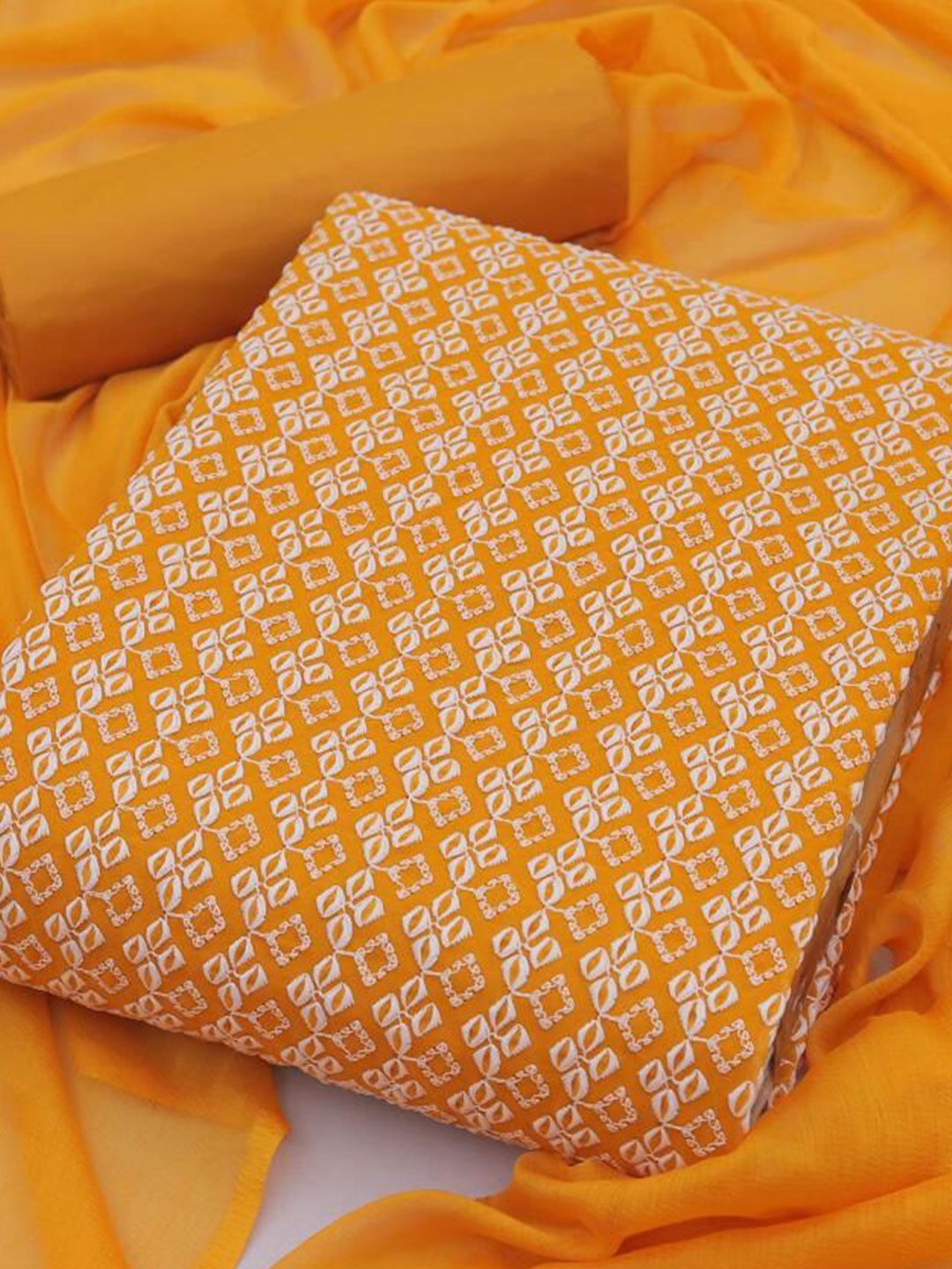 

APNISHA Embroidered Silk Georgette Unstitched Dress Material, Orange