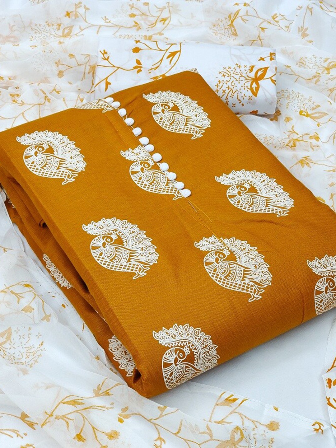 

APNISHA Ethnic Motifs Printed Unstitched Dress Material, Yellow