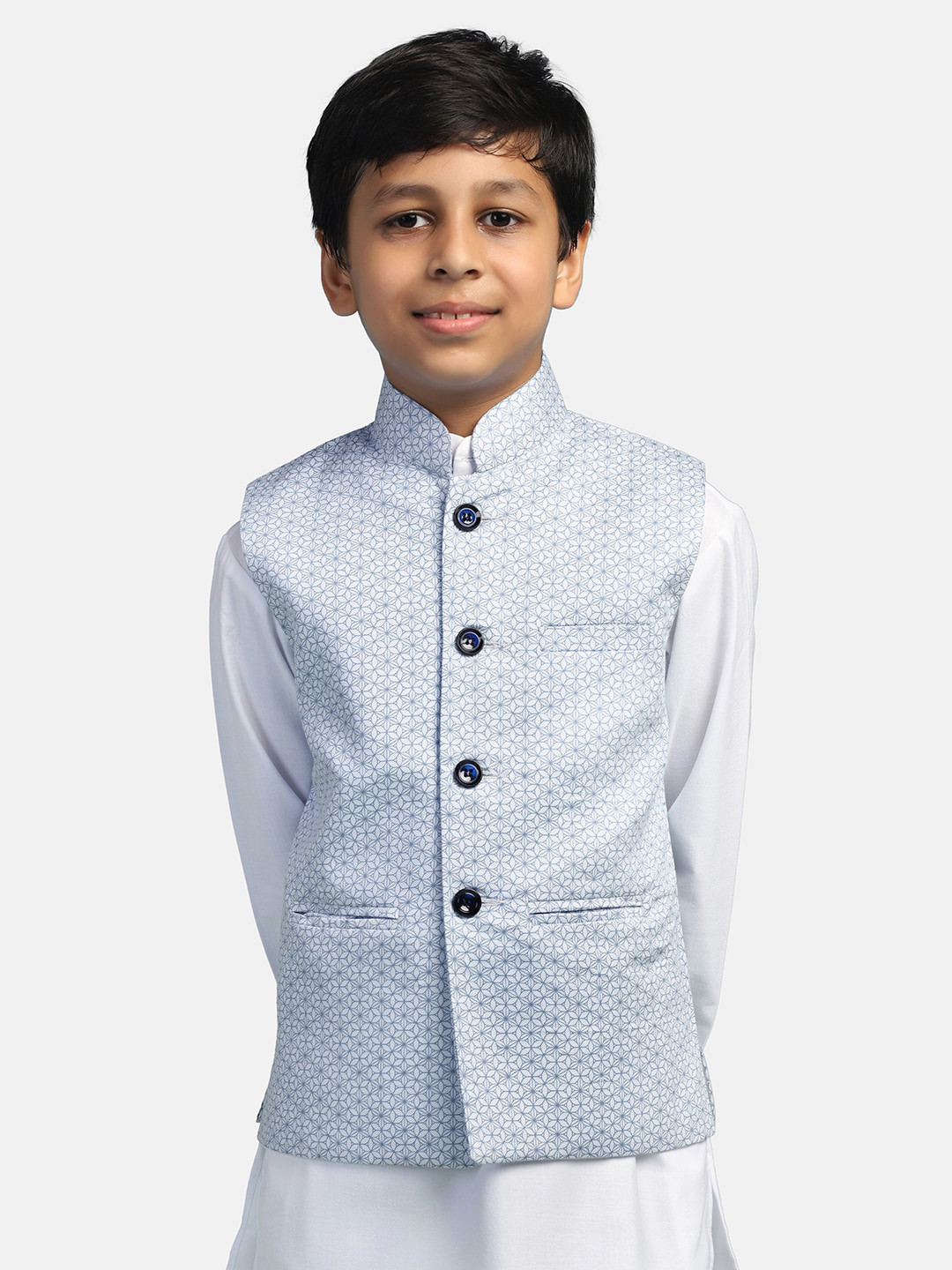 

TAHVO Boys Printed Nehru Jackets, Blue