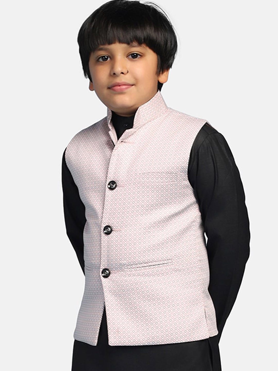 

TAHVO Boys Printed Nehru Jackets, Pink