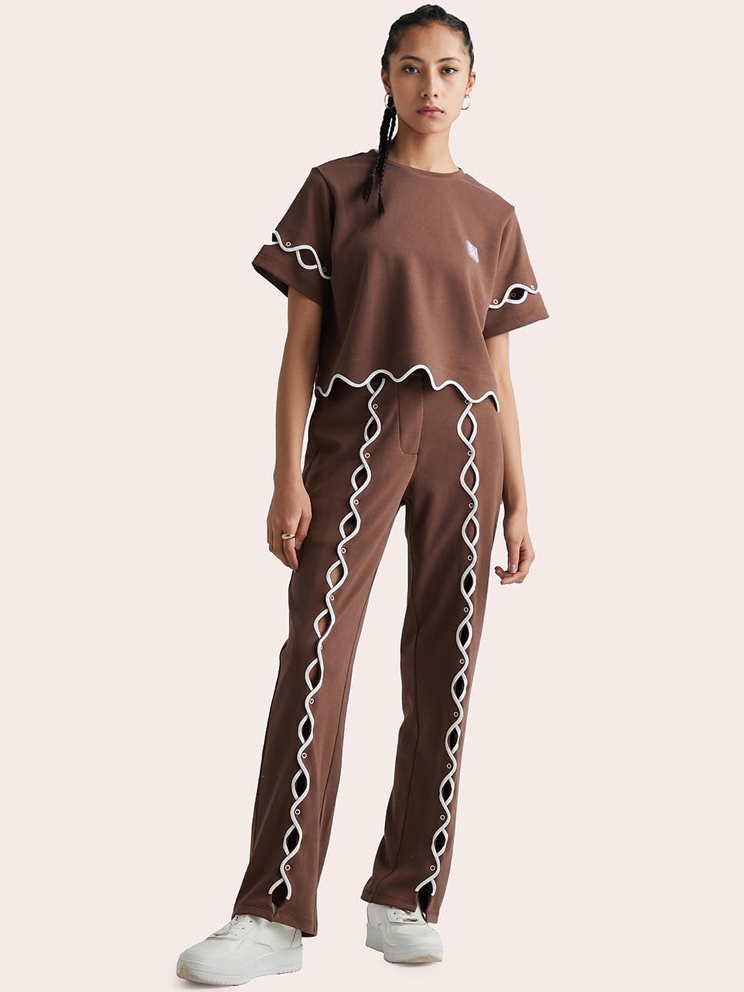 

Muvazo Swirl Top With Trousers Co-ord Set, Brown