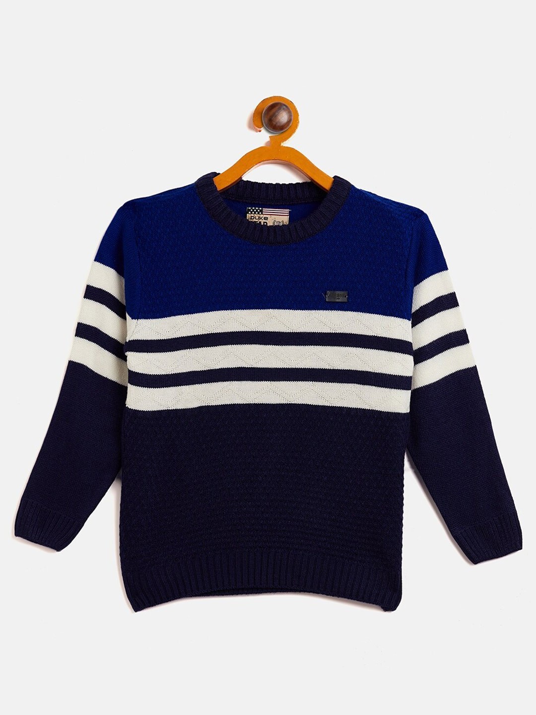 

Duke Boys Striped Acrylic Pullover, Navy blue