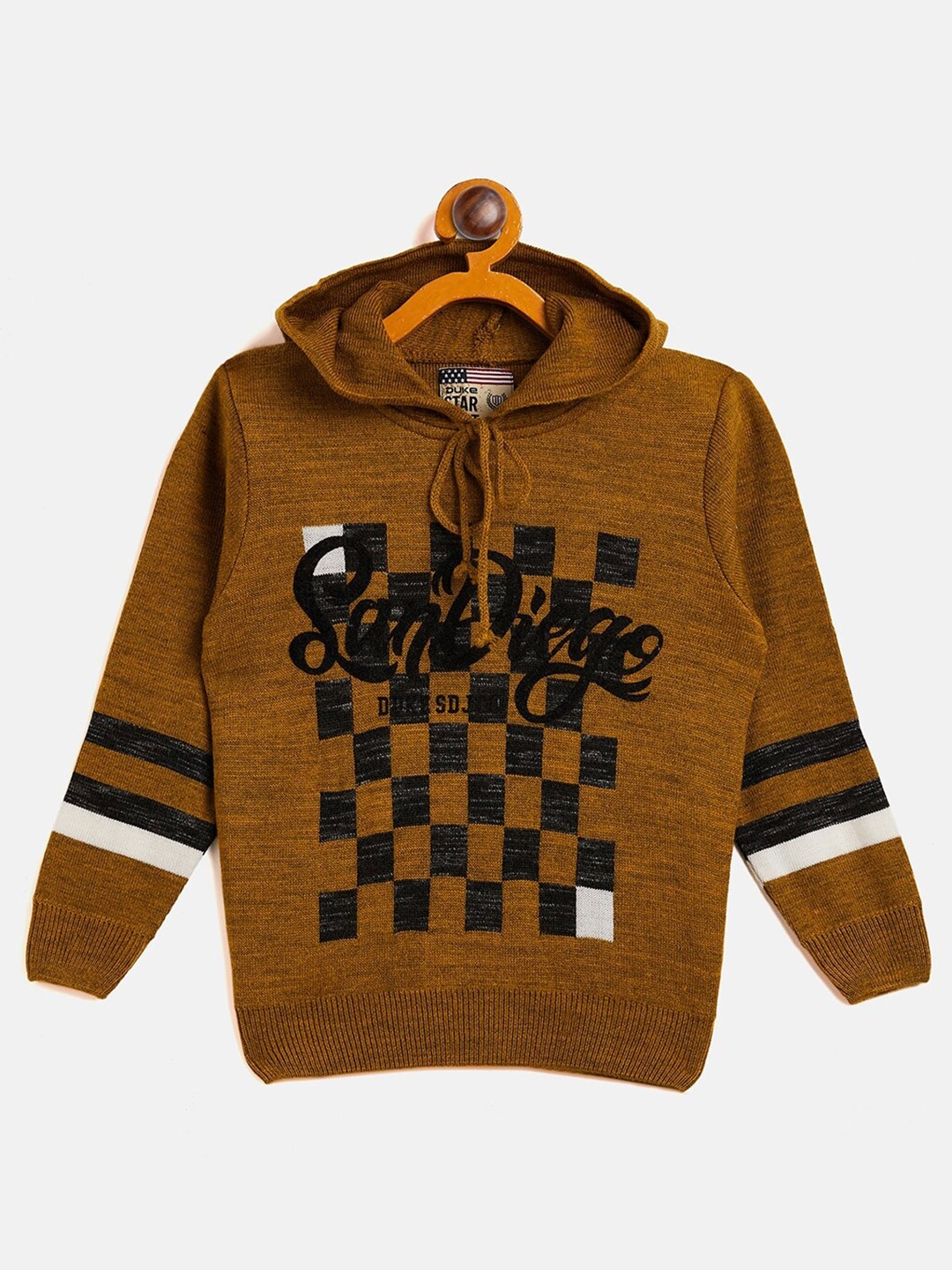 

Duke Boys Printed Hooded Acrylic Pullover Sweatshirt, Brown
