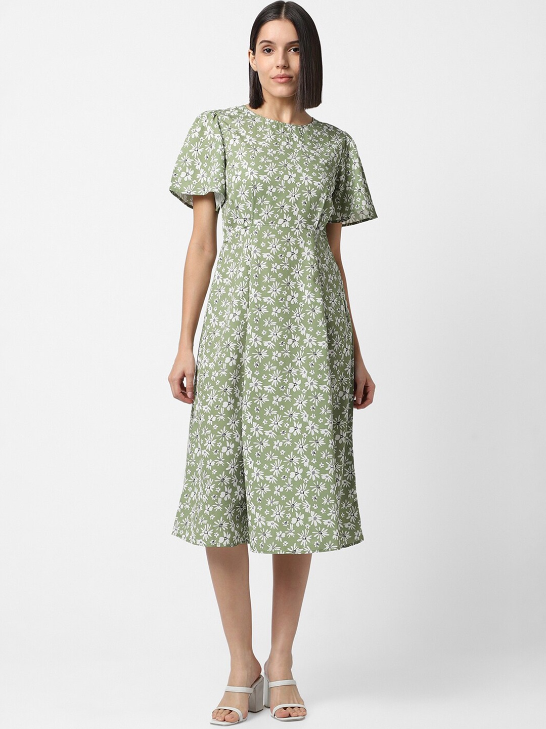 

Van Heusen Woman Floral Printed Flared Sleeves Fit & Flare Dress, Green