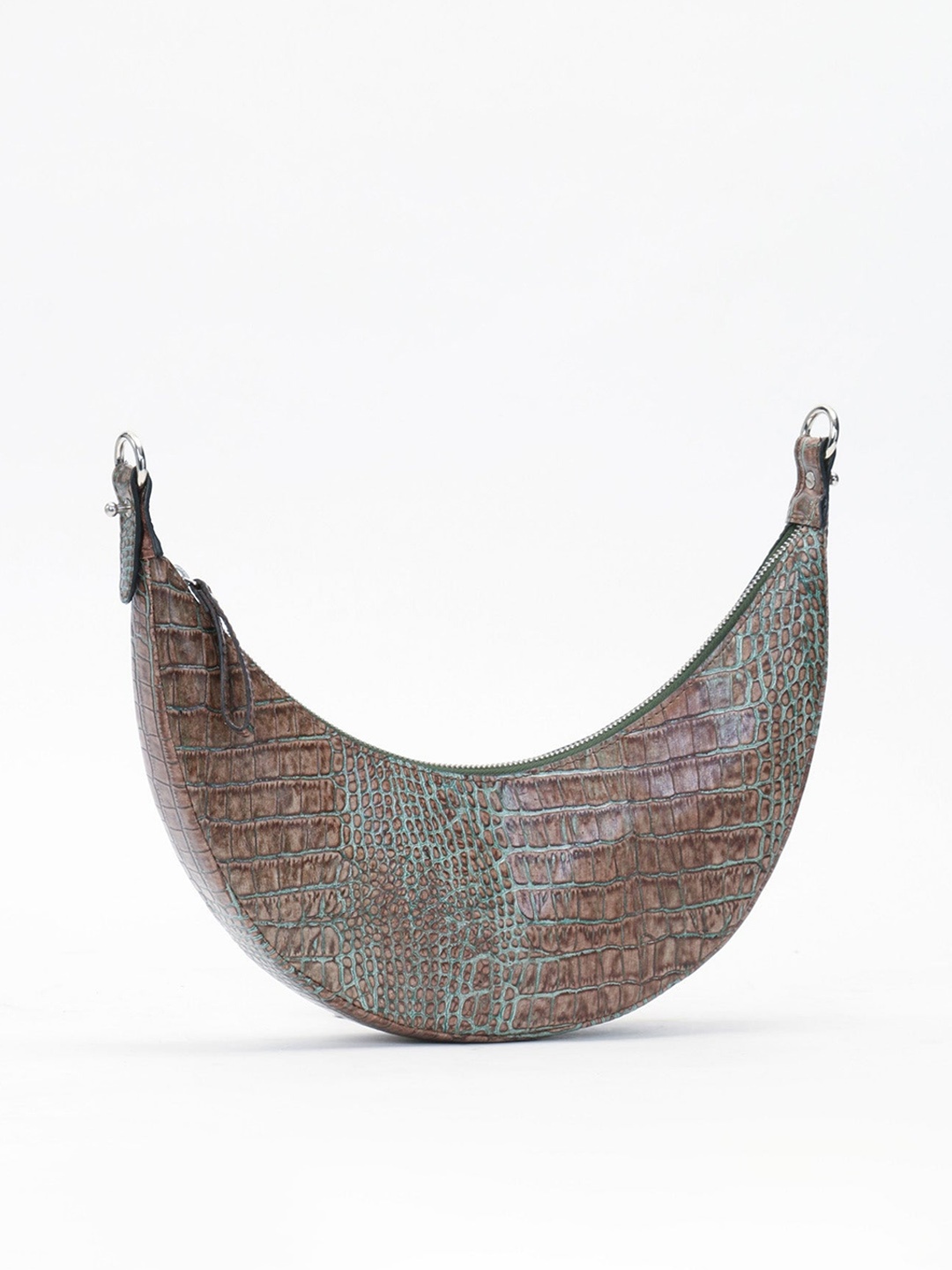 

Mistry Textured Leather Half Moon Hobo Bag, Brown