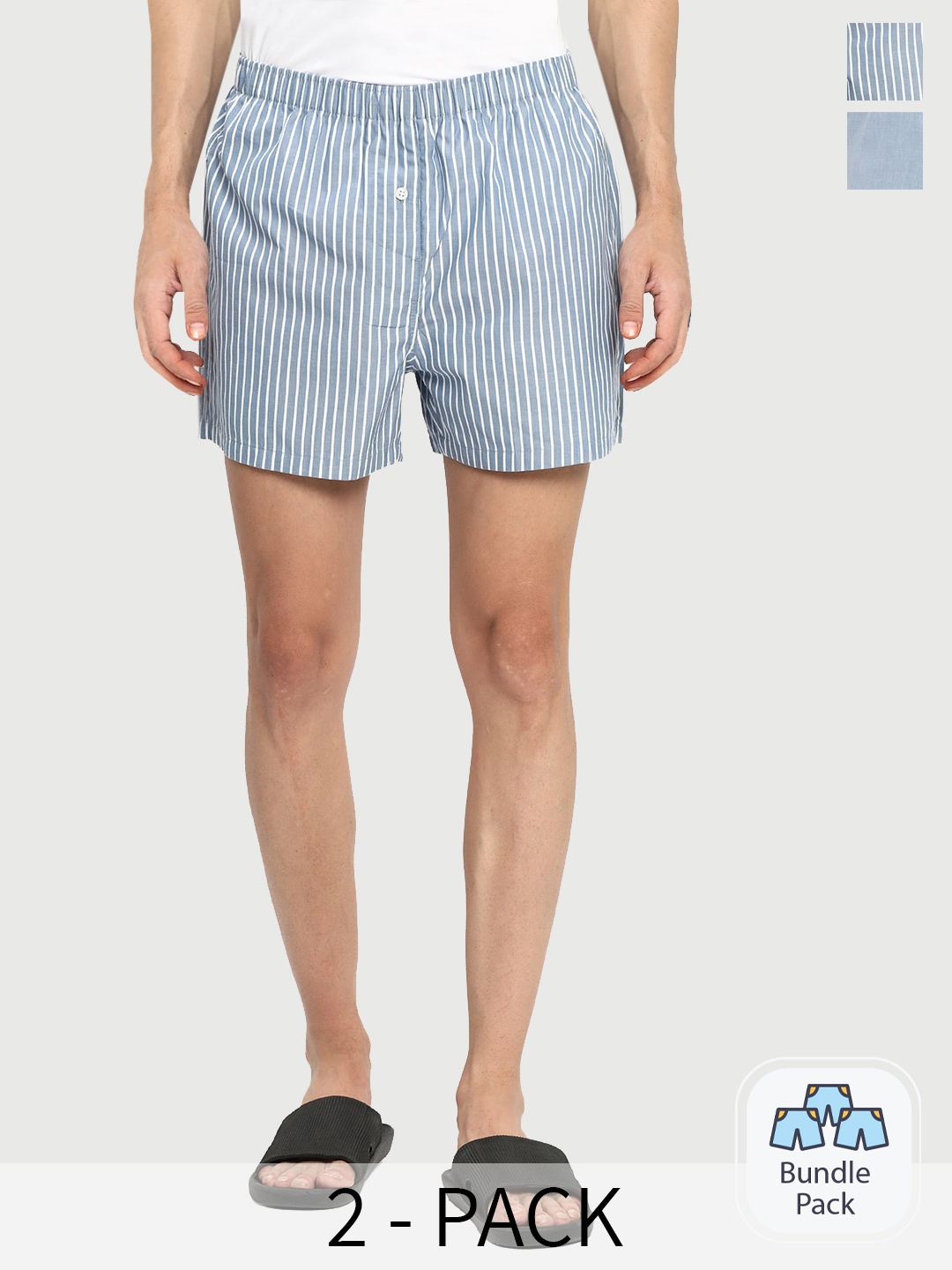 

R&B Pack Of 2 Printed Cotton Boxer 8905380881534, Blue