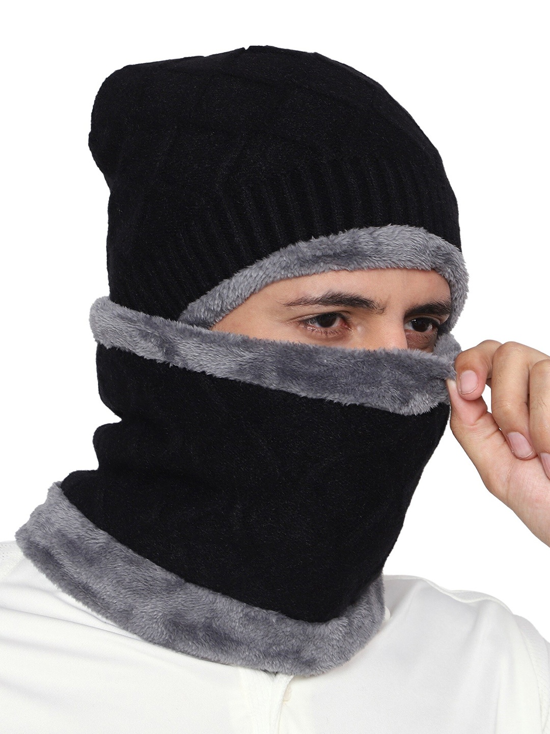 

Gajraj Unisex Woollen Balaclava Cap, Black