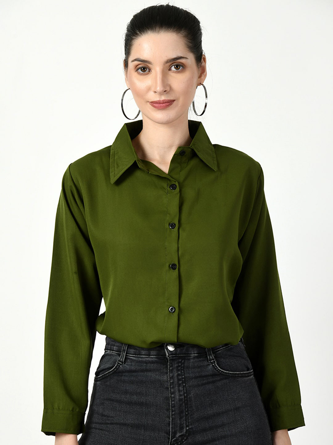 

DKGF FASHION Smart Regular Fit Spread Collar Opaque Casual Shirt, Green