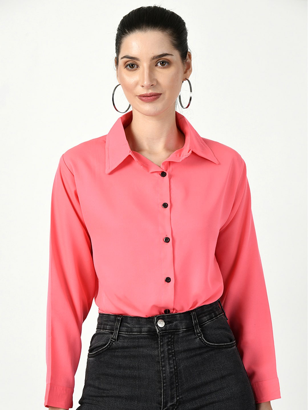 

DKGF FASHION Smart Regular Fit Spread Collar Opaque Casual Shirt, Pink