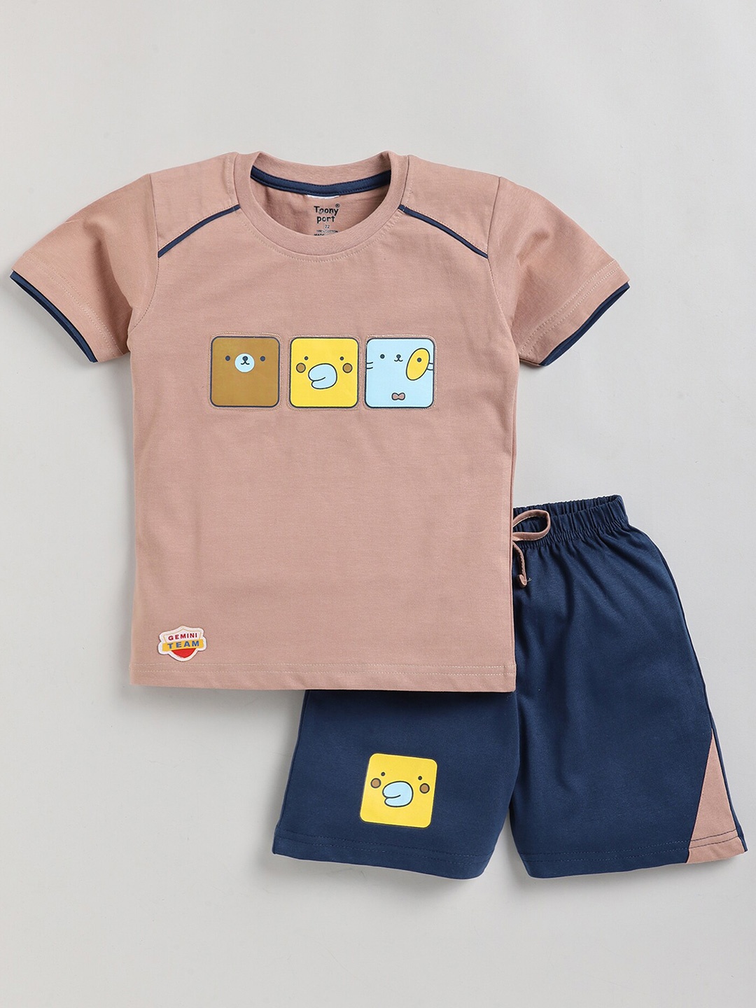 

Toonyport Boys Printed T-shirt with Shorts, Brown