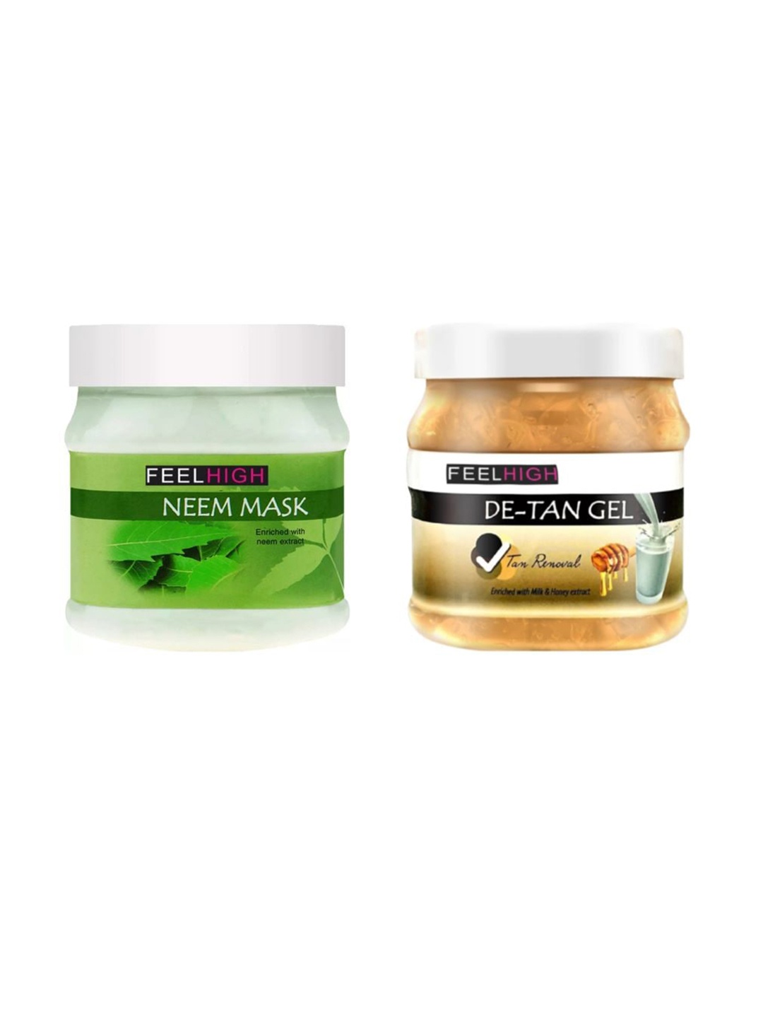 

FEELHIGH Set Of 2 Neem Mask & De Tan Gel -500ml Each, Green