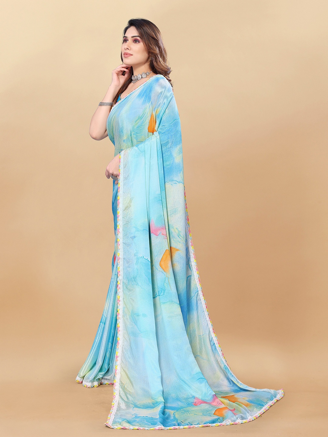 

KALINI Abstract printed Saree, Blue