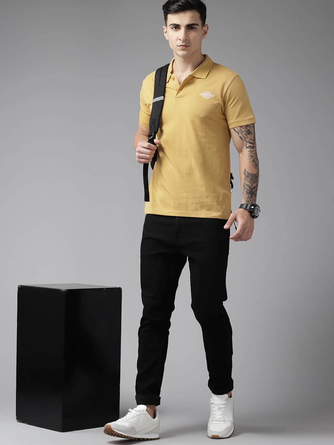 

Roadster Men Polo Collar Pure Cotton T-shirt, Yellow
