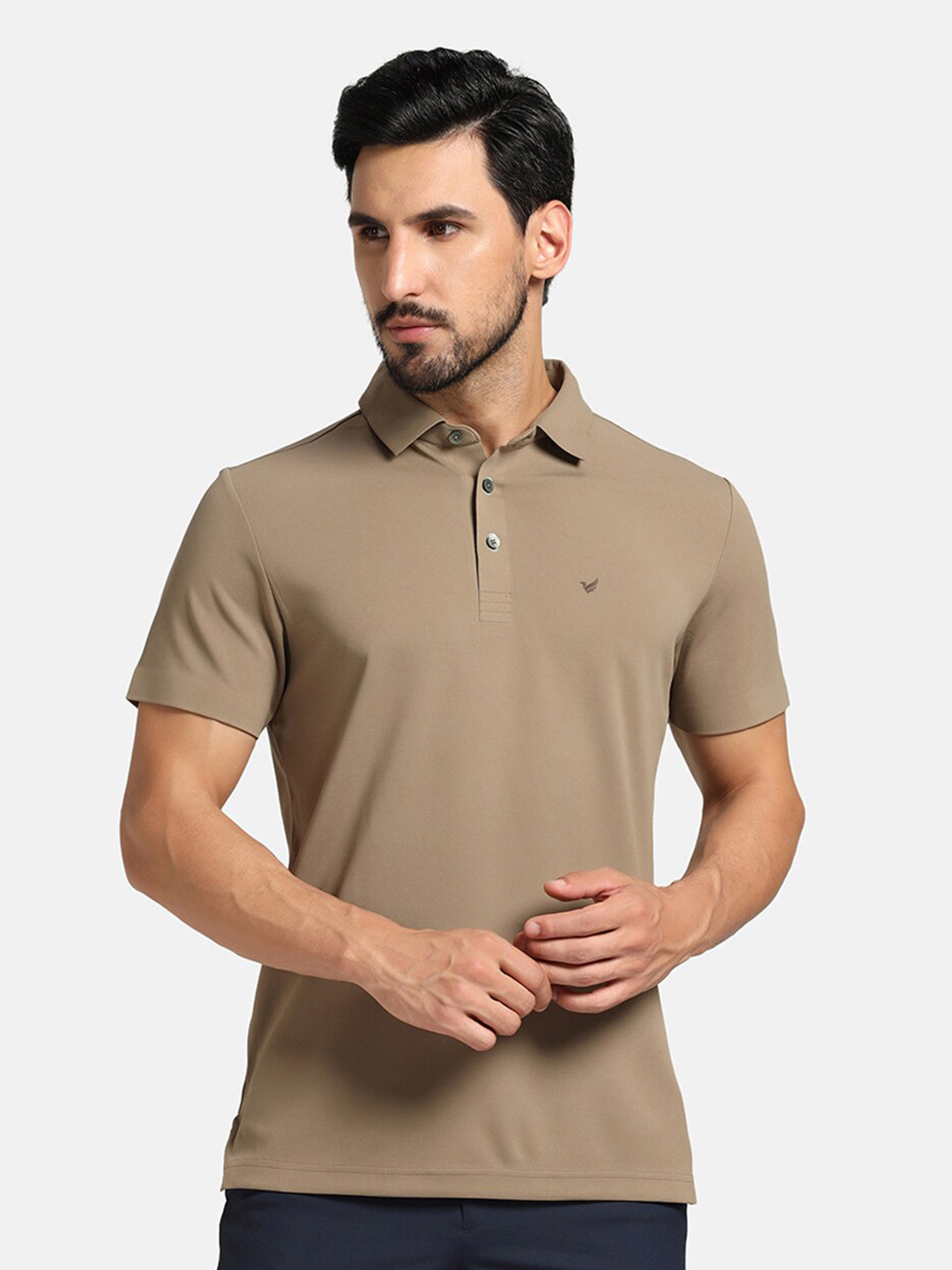 

Blackberrys Men Brown Solid TechPro Polo Tshirts