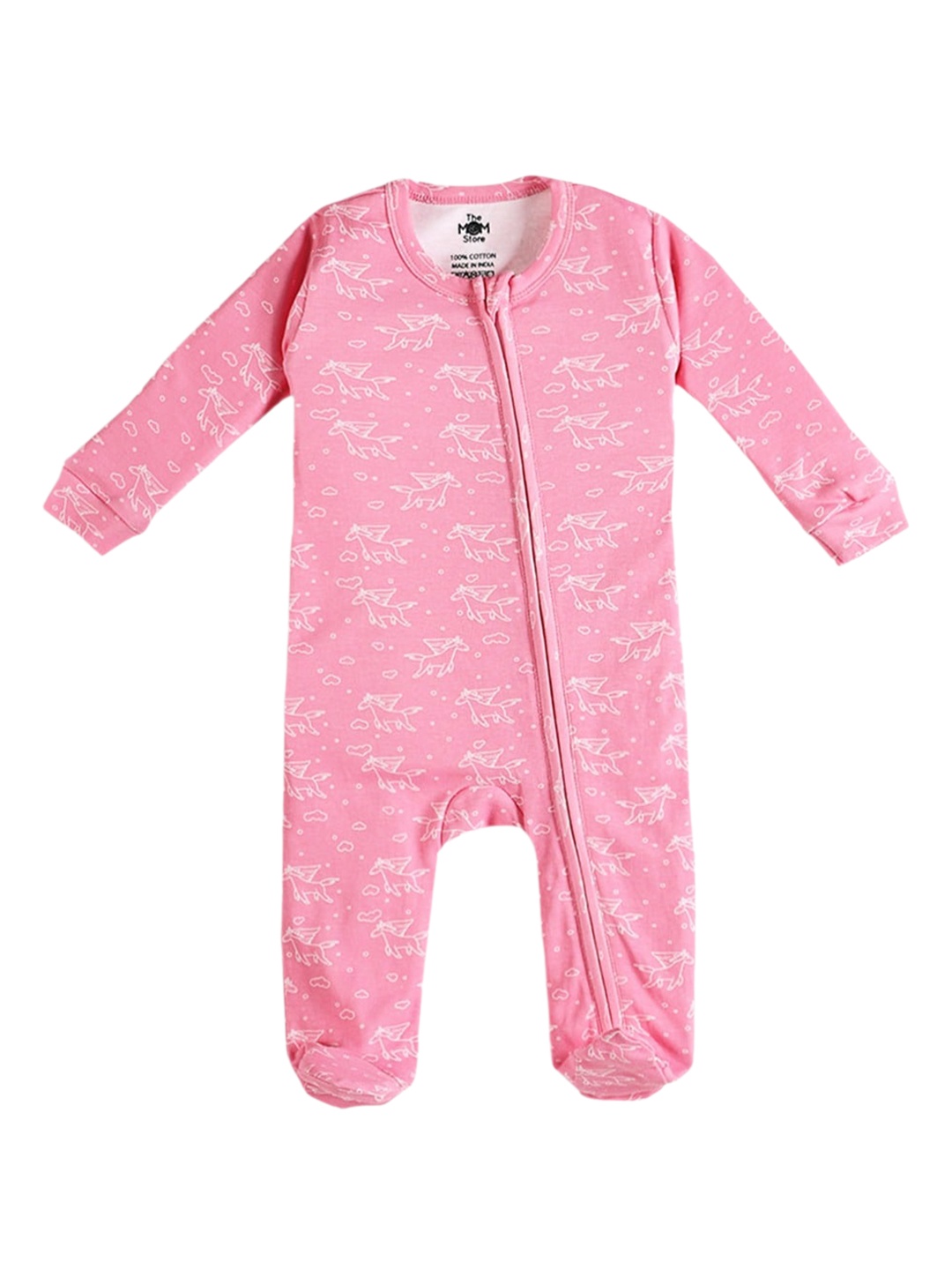 

The Mom Store Infants Kids Printed Cotton Rompers, Pink