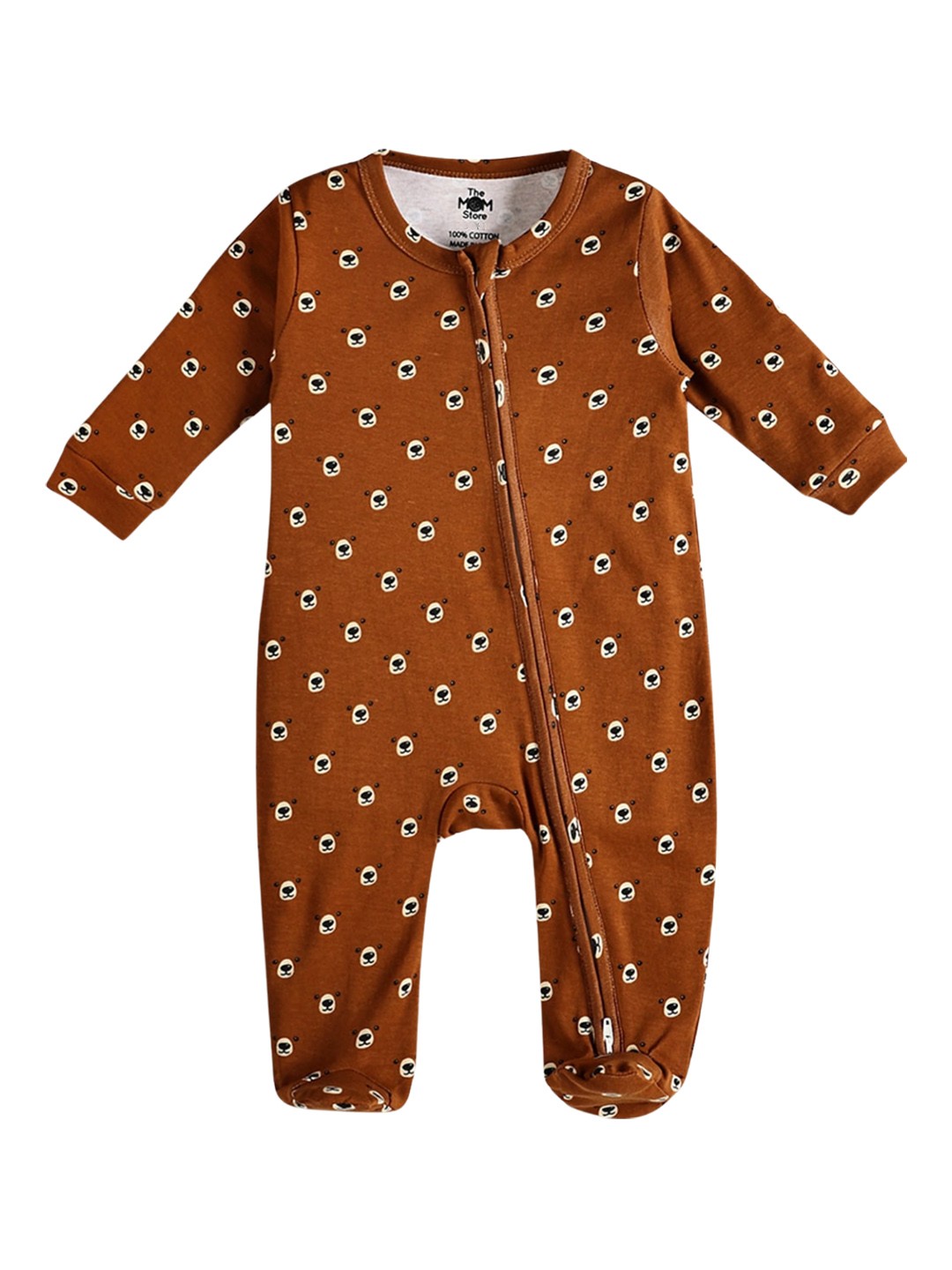 

The Mom Store Infants Kids Printed Cotton Rompers, Brown