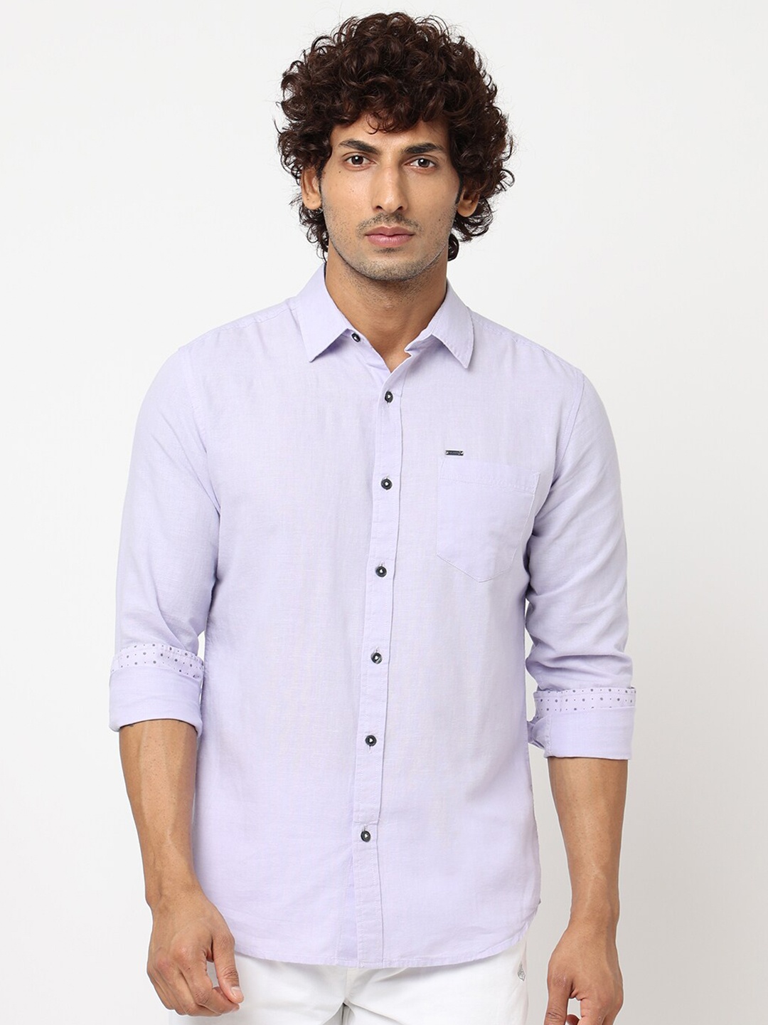 

Blue Buddha Spread Collar Regular Fit Opaque Cotton Casual Shirt, Purple