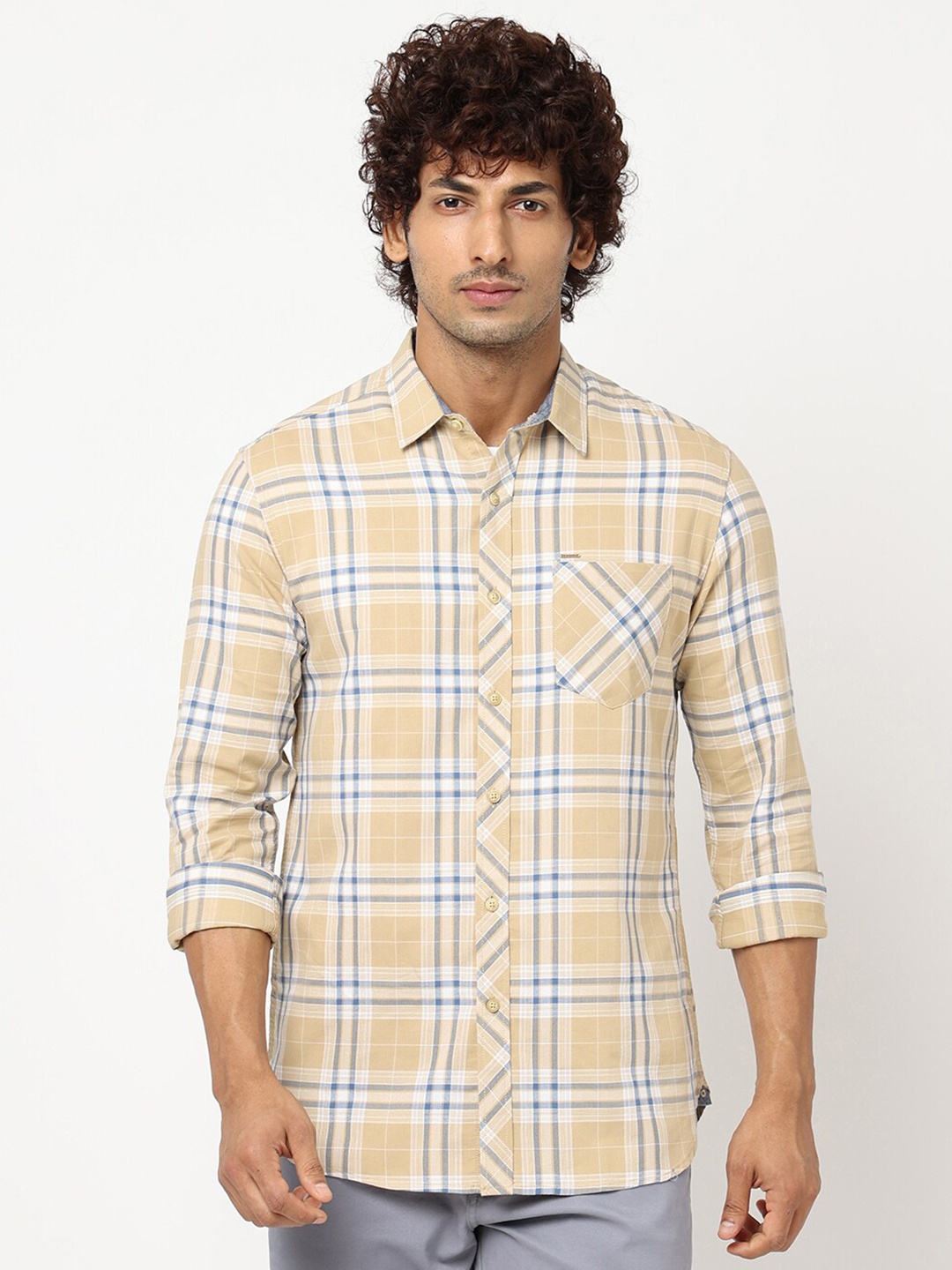 

Blue Buddha Regular Fit Tartan Checked Casual Shirt, Khaki