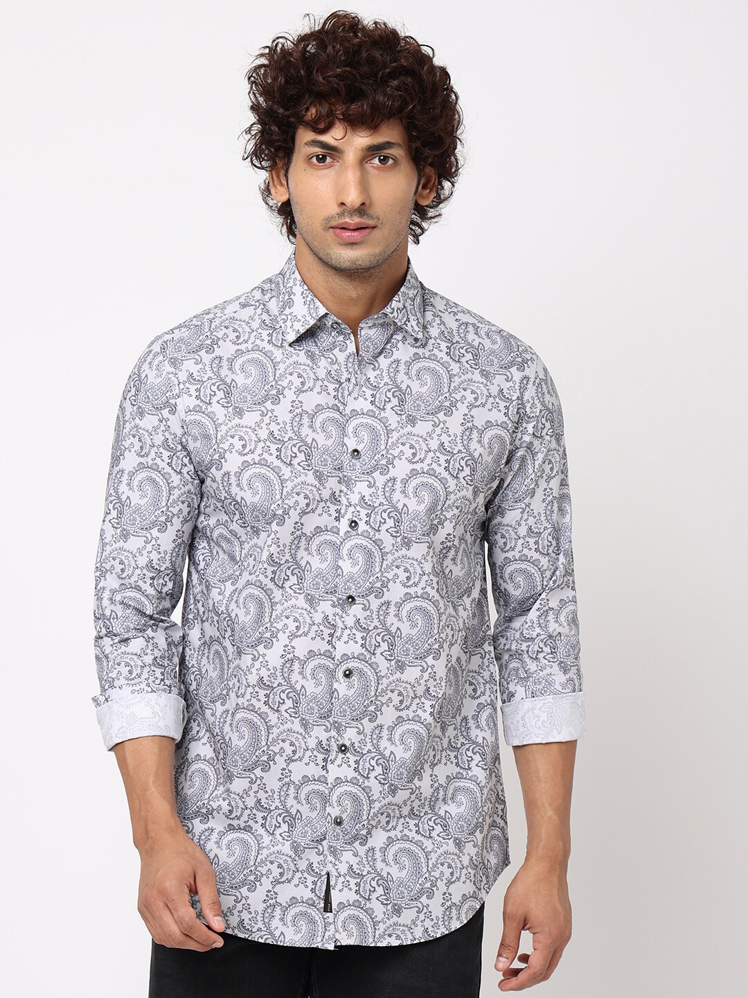 

Blue Buddha Ethnic Motifs Printed Casual Shirt, Grey