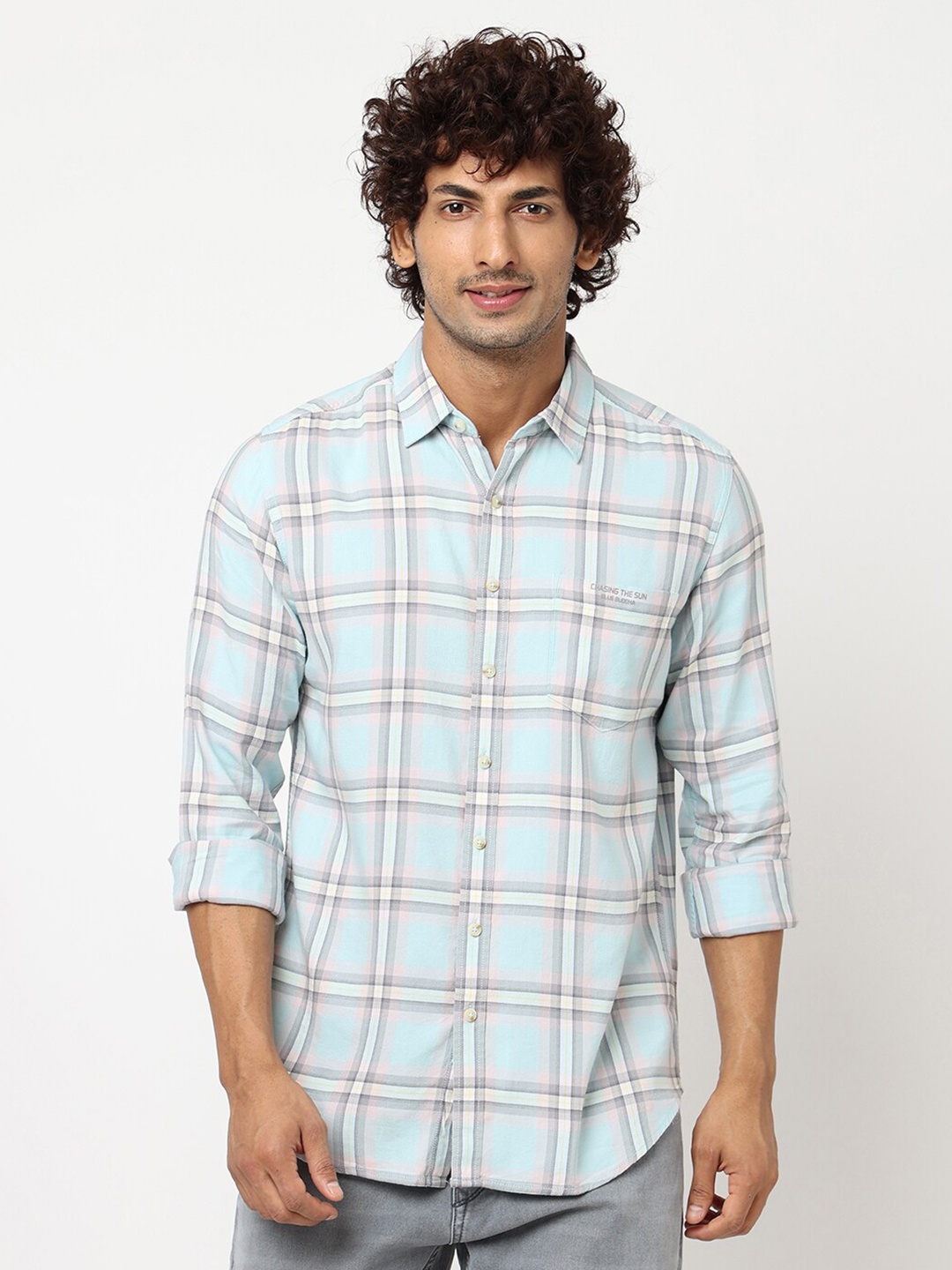 

Blue Buddha Checked Casual Shirt, Teal