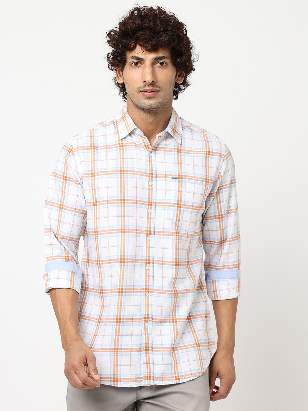 

Blue Buddha Opaque Checked Casual Shirt, White