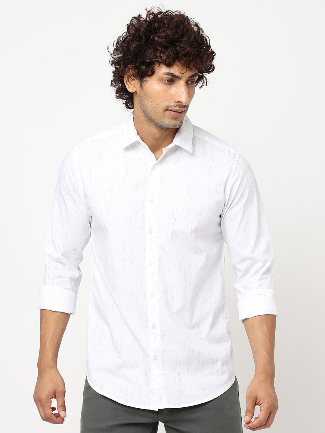 

Blue Buddha Men Cotton Opaque Casual Shirt, White