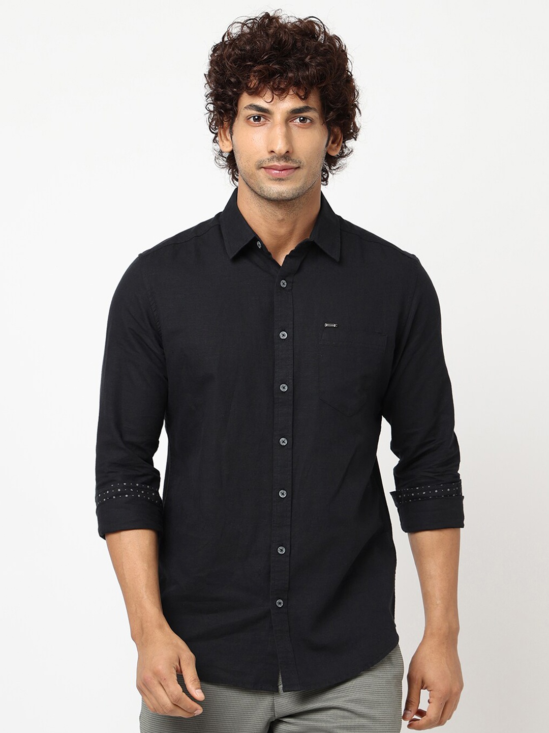 

Blue Buddha Men Cotton Opaque Casual Shirt, Black