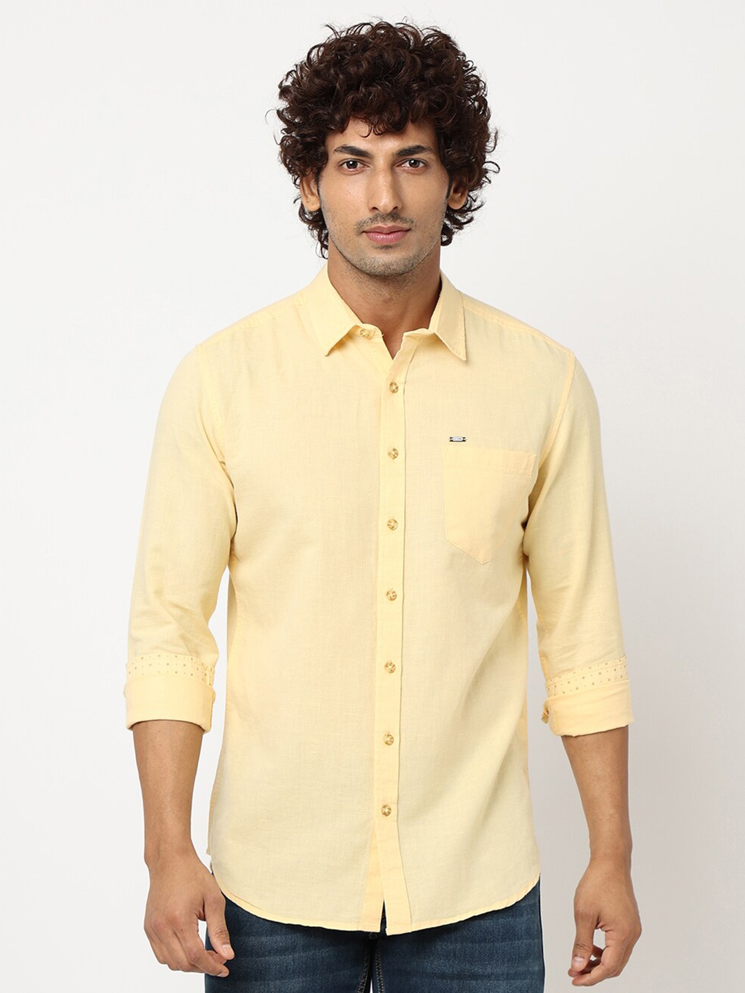 

Blue Buddha Opaque Cotton Casual Shirt, Yellow