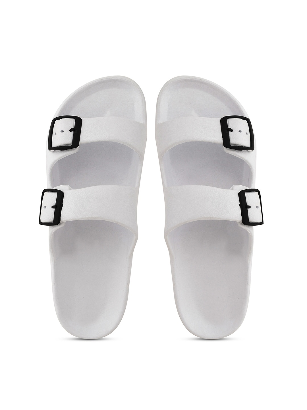 

Smartots Men Two Strap Rubber Slip On With Buckle Detail, White