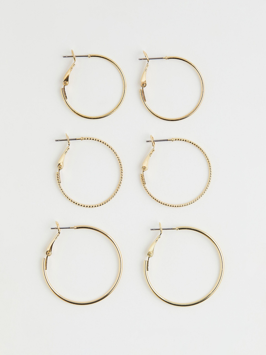 

H&M 3 Pairs Hoop Earrings, Gold