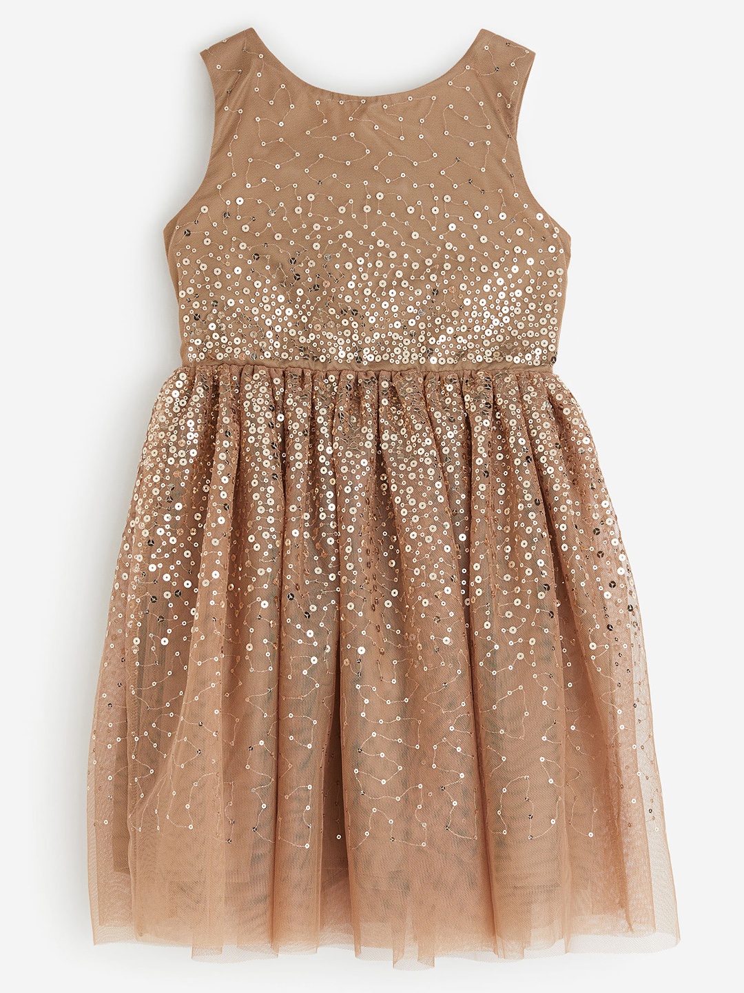 

H&M Girls Sequined Tulle Dress, Beige