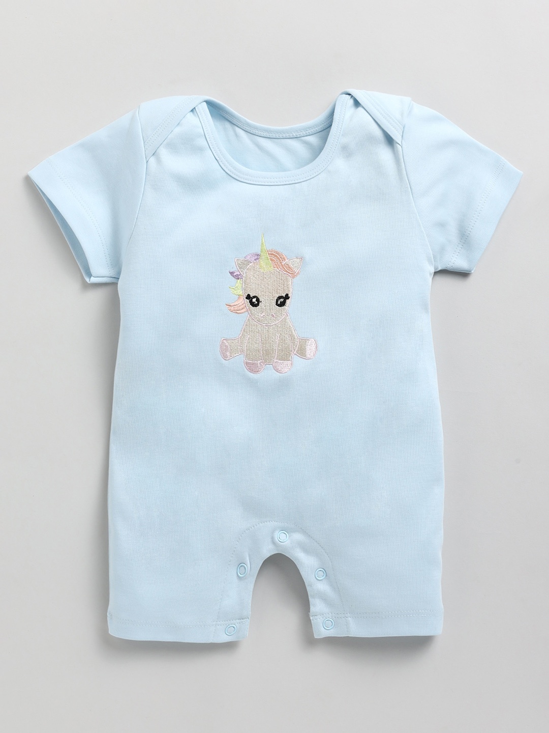 

Toonyport Infants Applique Detailed Pure Cotton Rompers, Blue