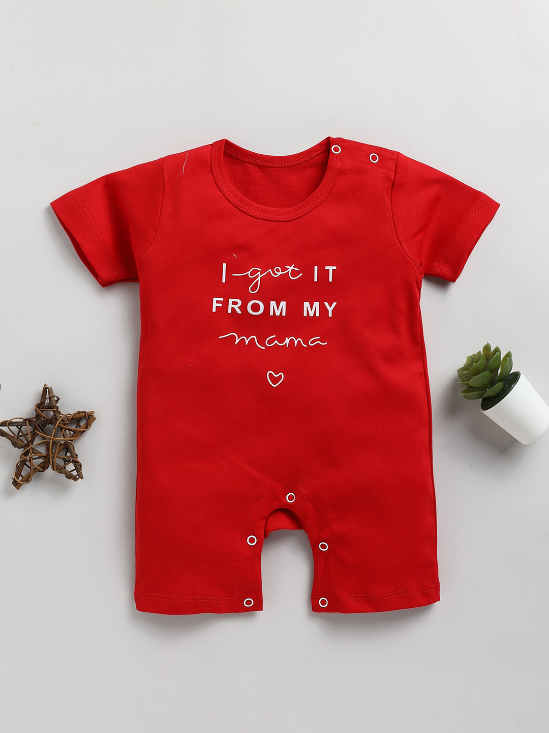 

Toonyport Infants Typography Printed Pure Cotton Rompers, Red