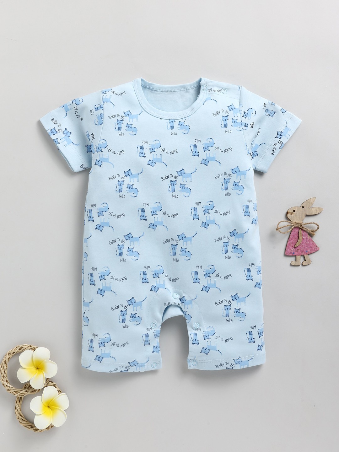 

Toonyport Infants Conversational Printed Pure Cotton Rompers, Blue