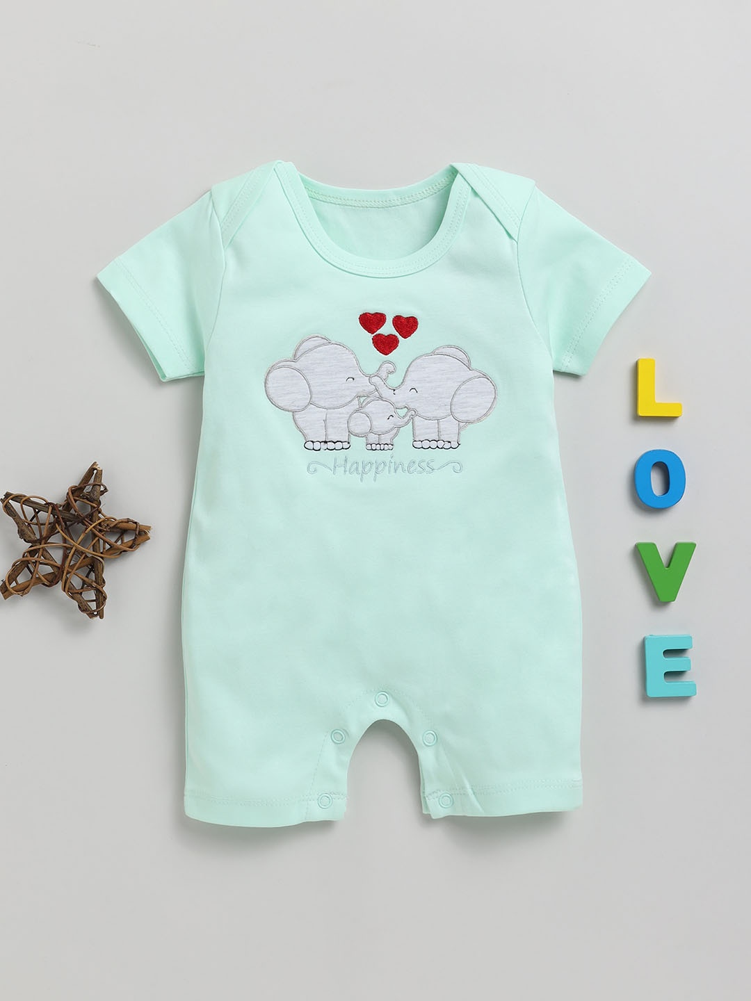 

Toonyport Infants Kids Printed Pure Cotton Rompers, Sea green