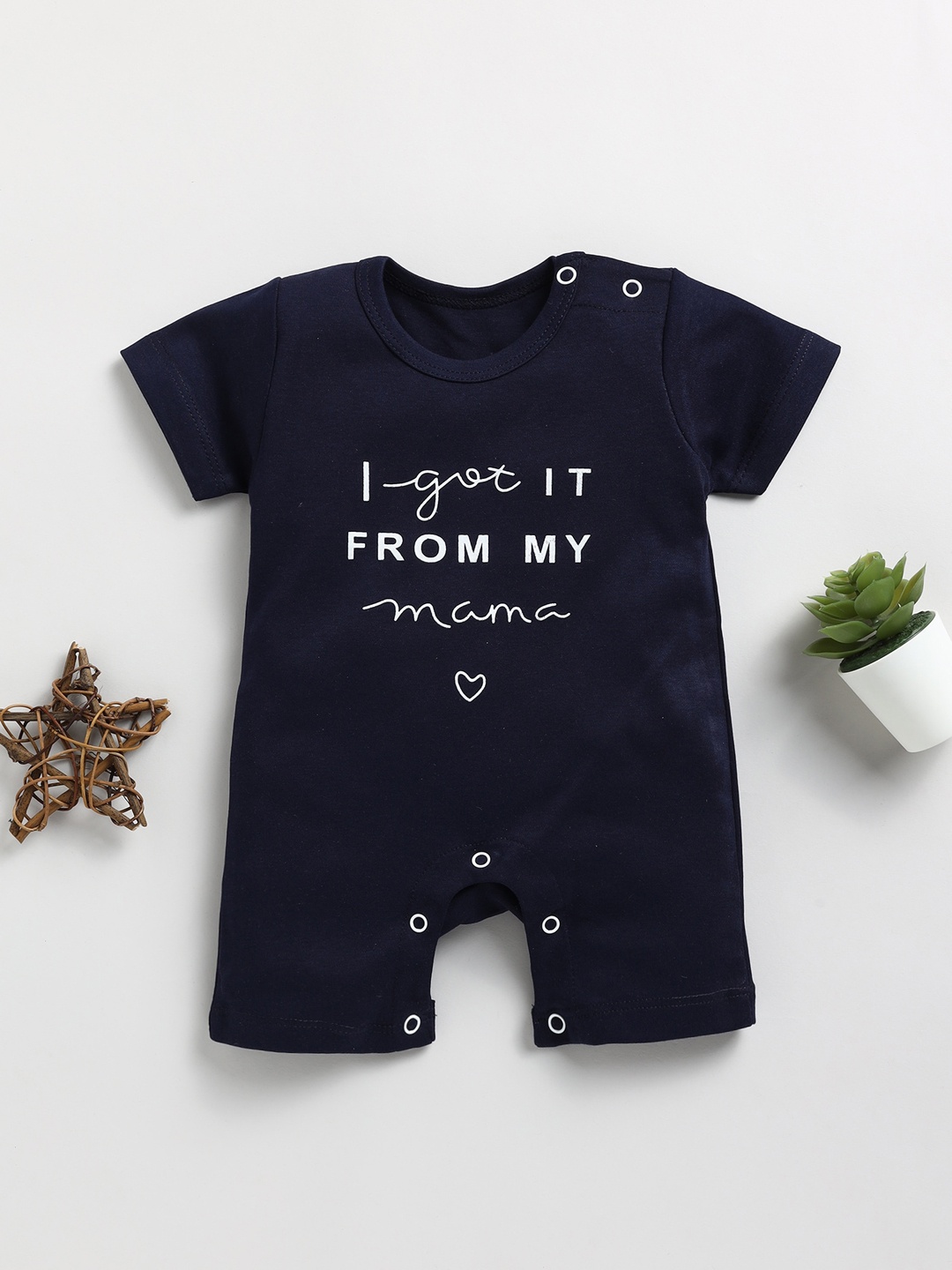 

Toonyport Infants Kids Printed Pure Cotton Rompers, Navy blue
